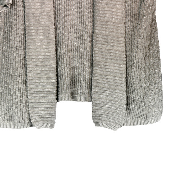 Lane Bryant Cardigan Sweater Womens Size 22 24 Gray Silver Knit Metallic Open - Picture 4 of 8